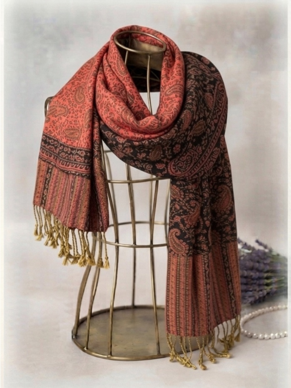 Exquisite Two Tone Viscose Paisly Scarf